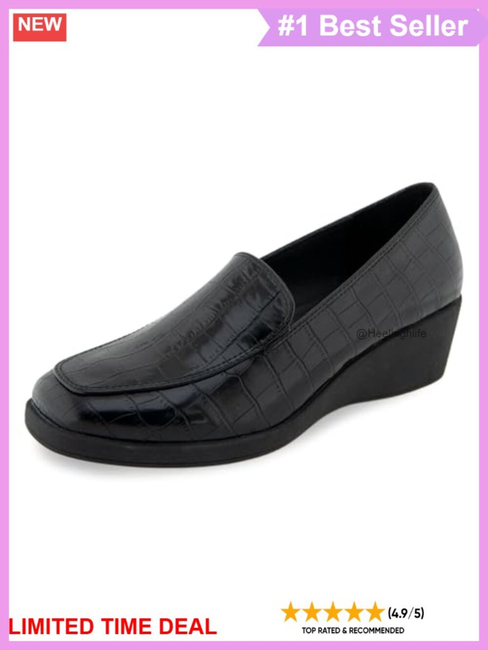 Aerosoles Tart Faux Leather Wedge Loafers Slip-On Comfort Shoes